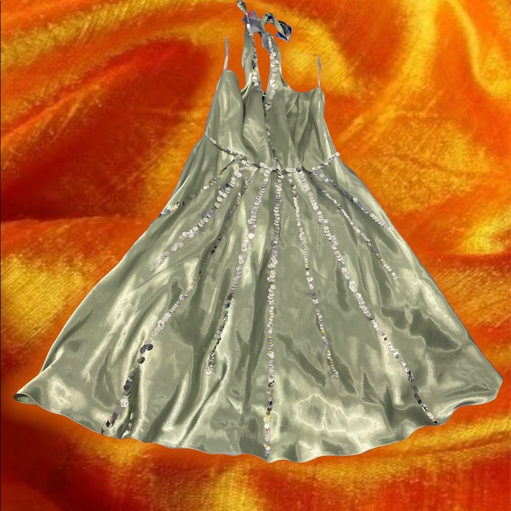 Satin Sage Green Dress